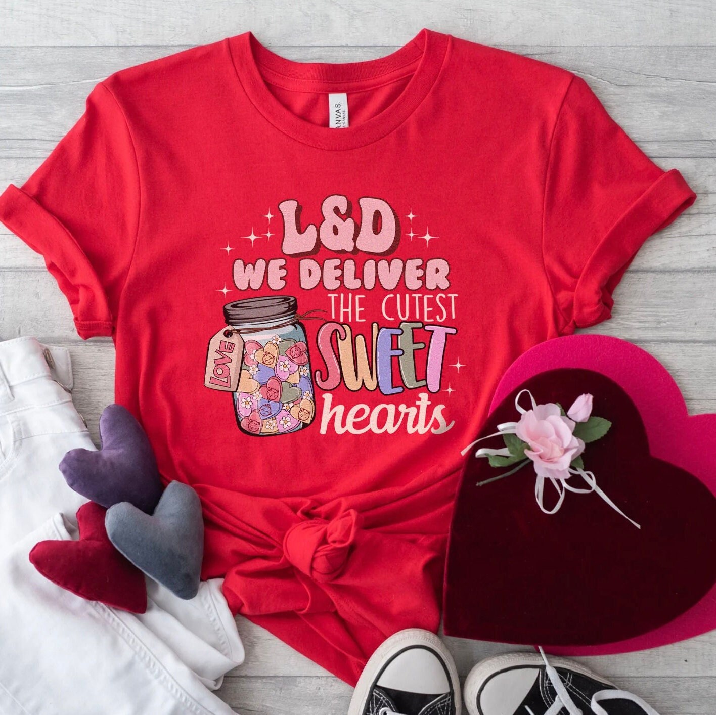 L&D Valentine’s Day Shirt, Labor Delivery Nurse Rn Aide Tech Valentine Tshirt, OB Obstetrics Midwife RNC-OB Vday gift, Nursing Humor Tees