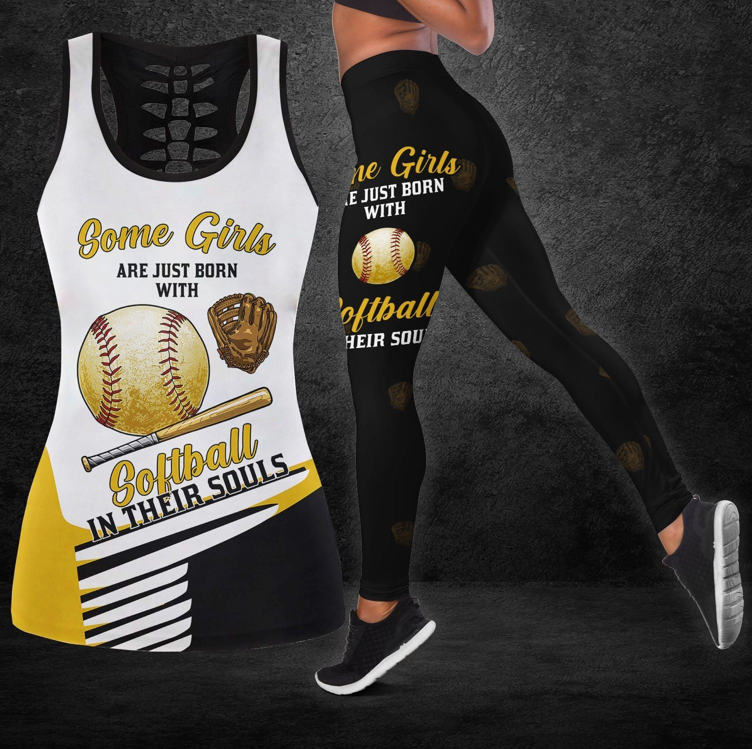 Some Girls Are Just Born With Softball In Their Soul Hollow Tank Top – Legging 3D