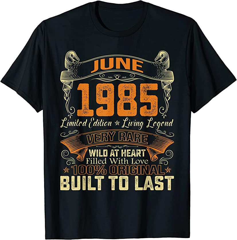 Vintage June 1985 Distressed 36 Years Old 36th Birthday T-Shirt