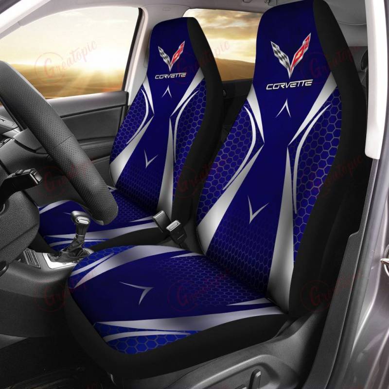 Chevrolet Corvette VTH Car Seat Cover (Set of 2) Ver 4 (Blue)