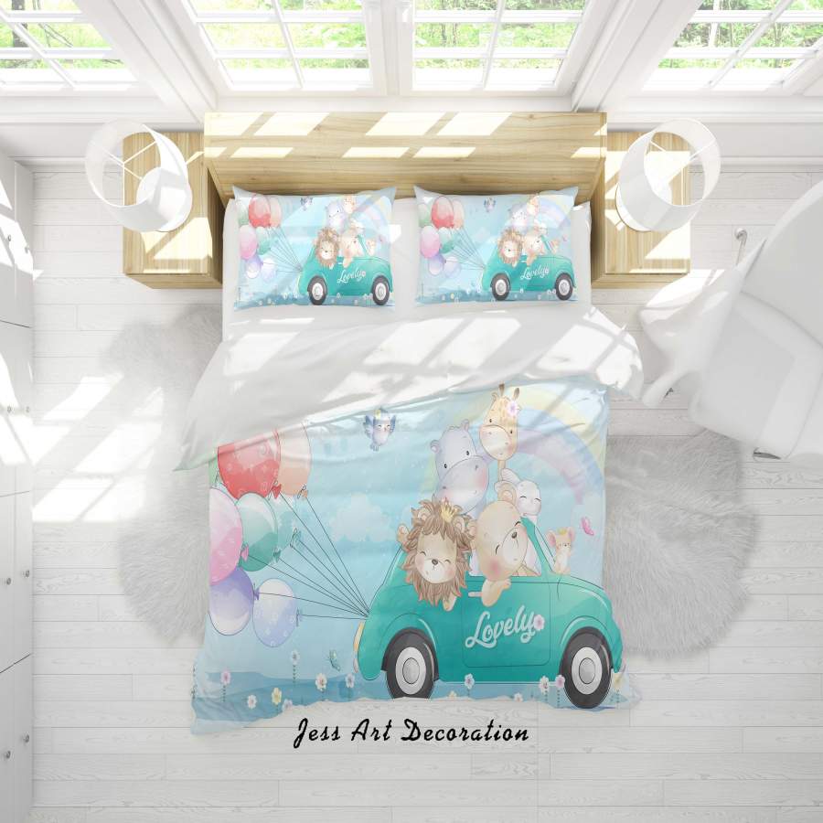 3D Cartoon Animal Car Balloon Quilt Cover Set Bedding Set Duvet Cover Pillowcases A330 LQH