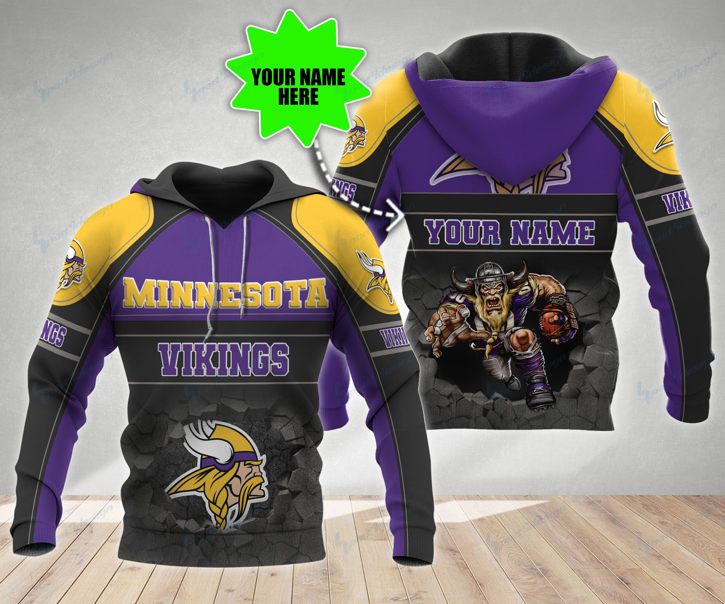 Minnesota Vikings Personalized All Over Printed 557