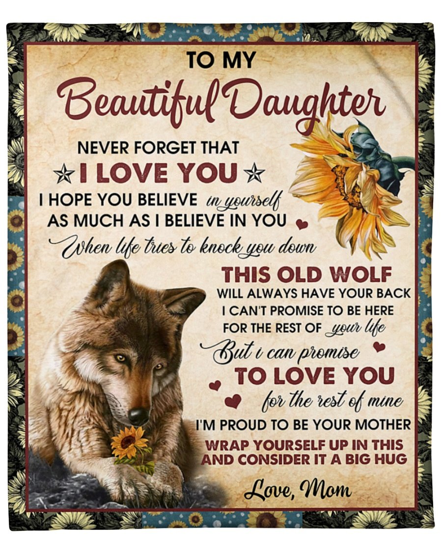 To My Daughter From Mom – Wolf – Premium Blanket