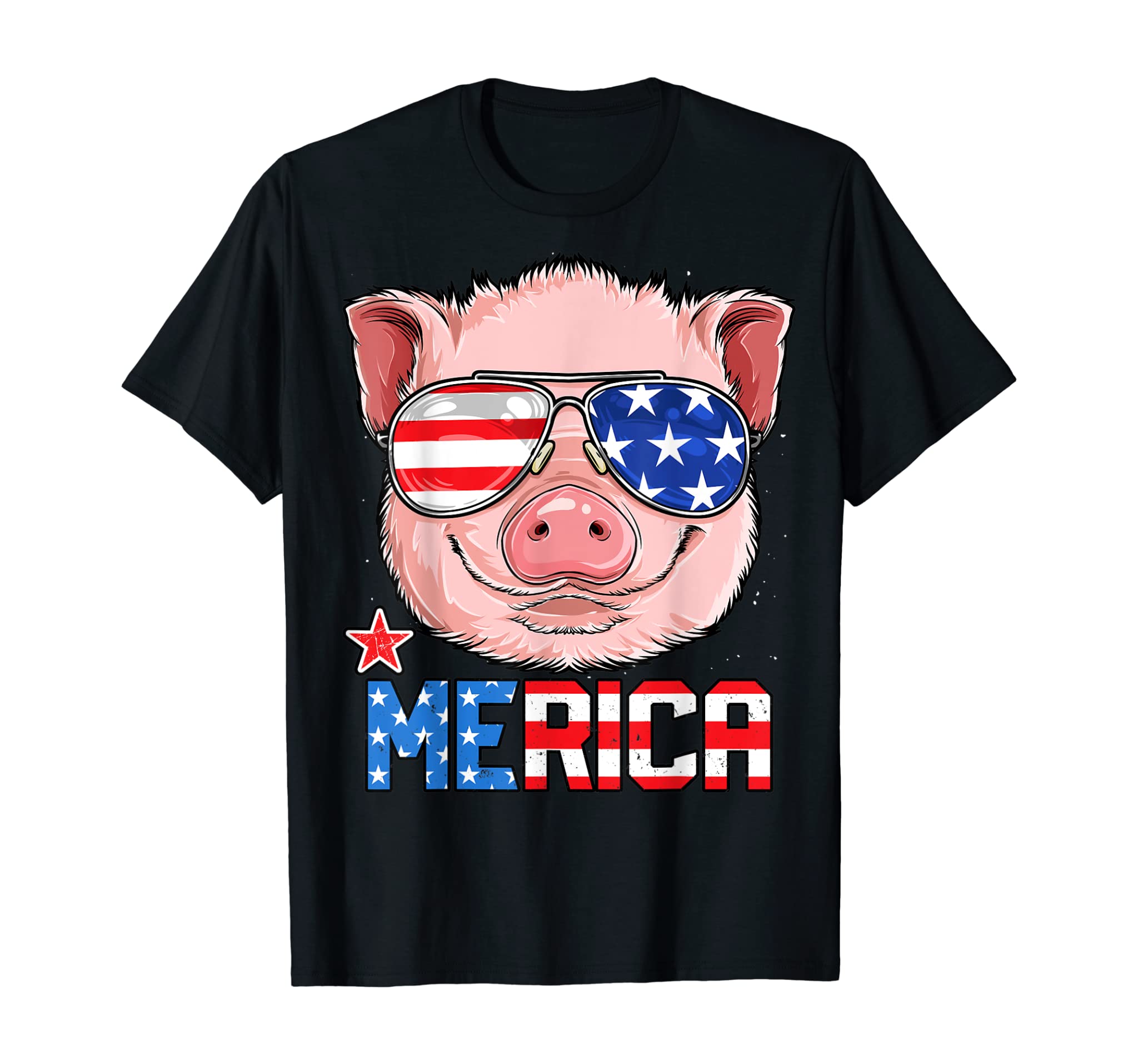 Pig Merica 4th of July T shirt Girls Kids American Flag USA