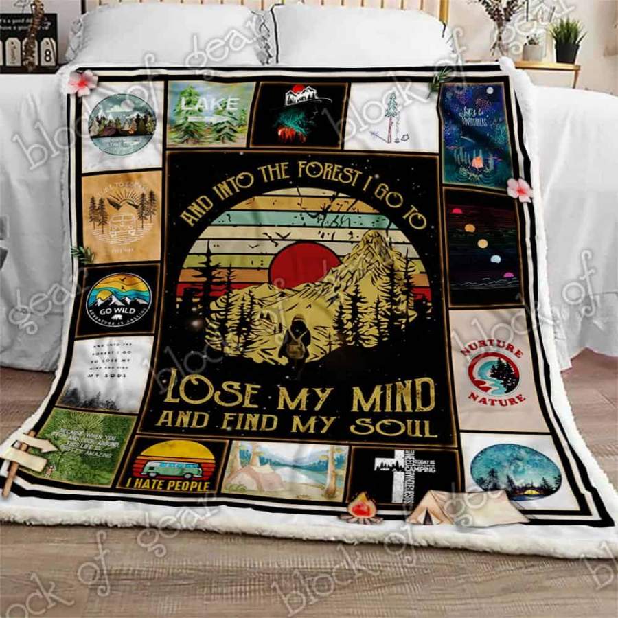 Wozoro Quilt Blanket Camping Into The Forest I Go Vintage Twin Queen King Size