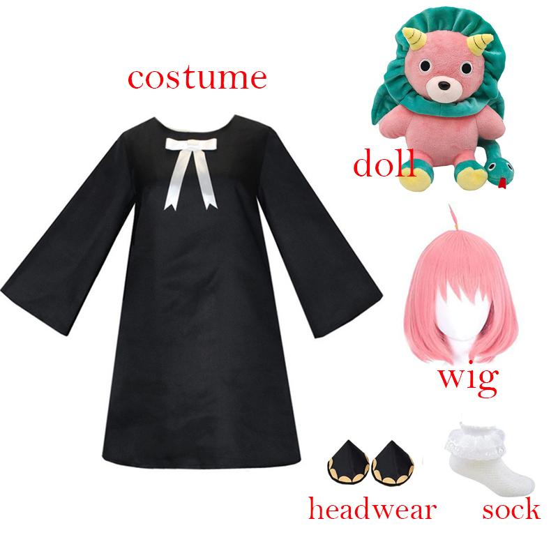 Anya Forger Cosplay Anime SPY X FAMILY Cosplay Costume Spy X Family Cute Black Blue Dress Uniform Lion Doll Halloween Clothes alx