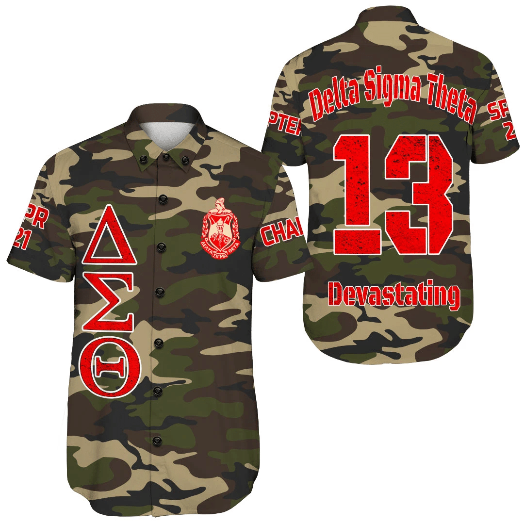 (Custom) Africa Zone Shirt – Delta Sigma Theta Camouflage Short Sleeve Shirt A31