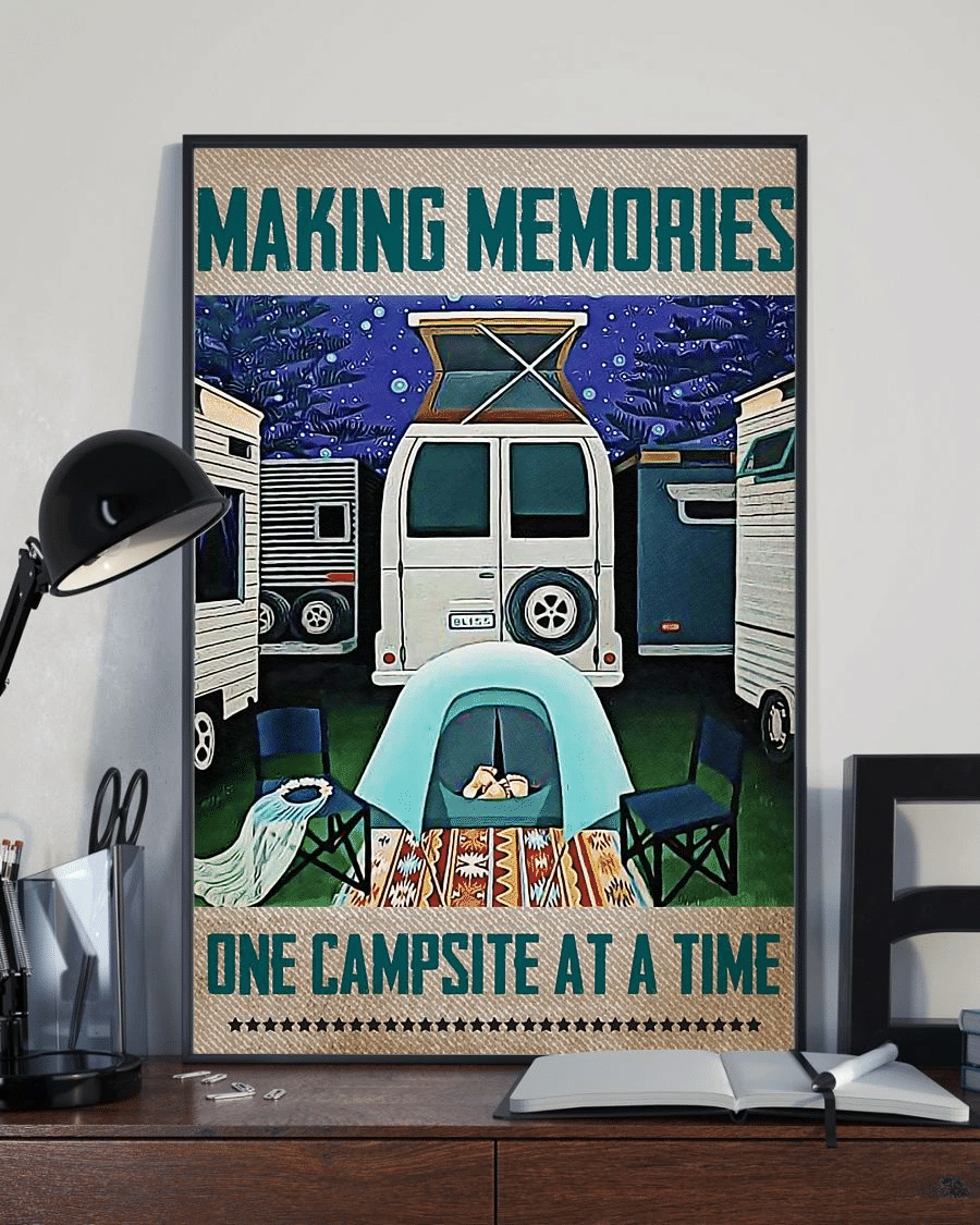 Camping Poster Canvas – Making Memories One Campsite At A Time Vintage Home Decor Wall Art Evg81307