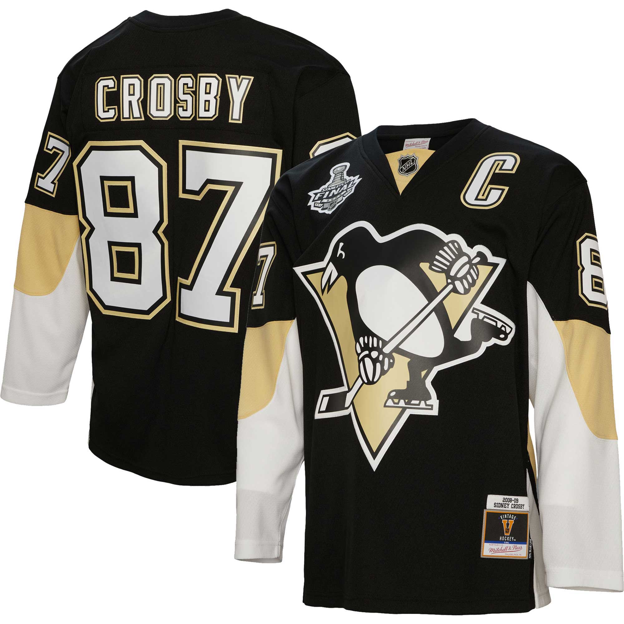 Sidney Crosby Pittsburgh Penguins Mitchell & Ness Captain Patch 2008/09 Blue Line Player Jersey – Black