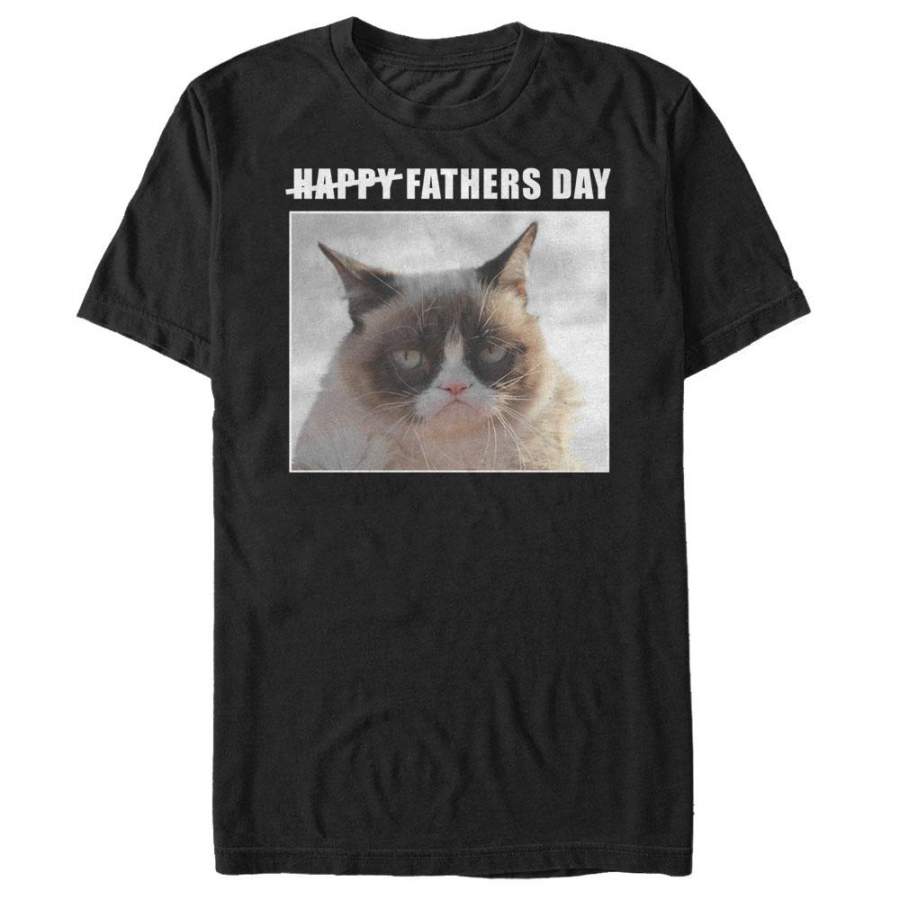 Grumpy Cat Men’s Happy Father’s Day  T Shirt Black