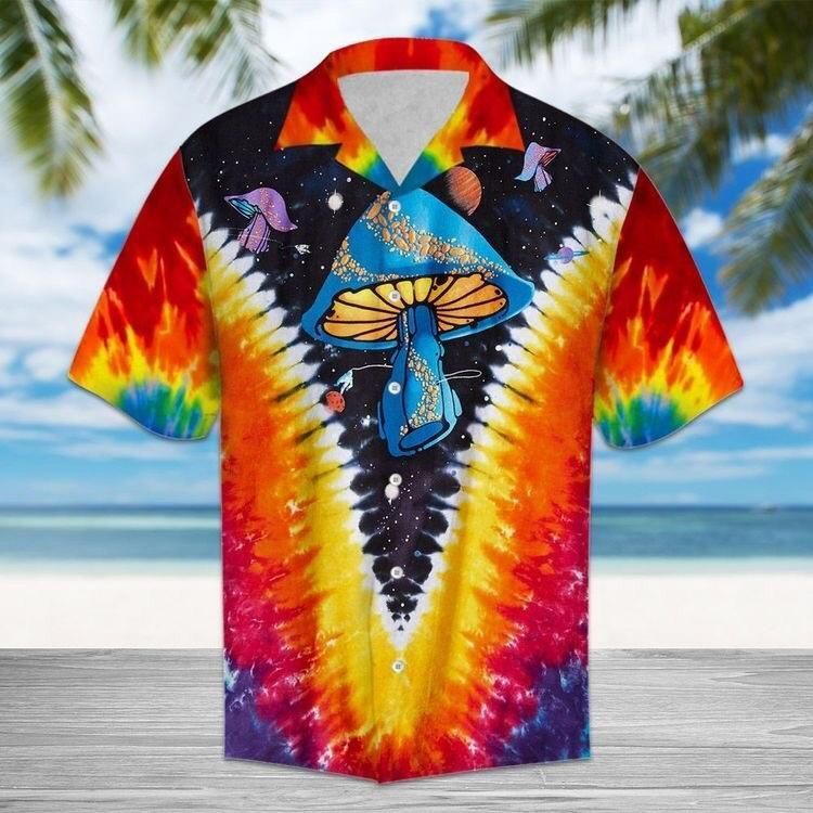 Shop Tie Dye Mushroom Hawaii Aloha Shirts Ha5584