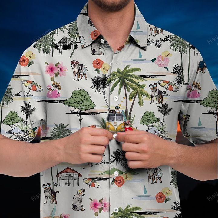 Australian Shepherd Hawaiian Shirt Hawaii Beach Retro