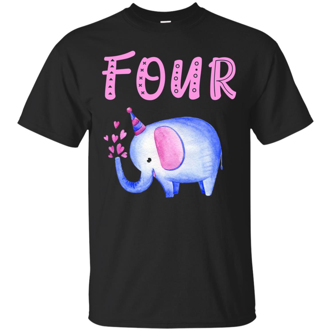 Happy 4Th Birthday Girl Baby Elephant Kid Shirt Four Year