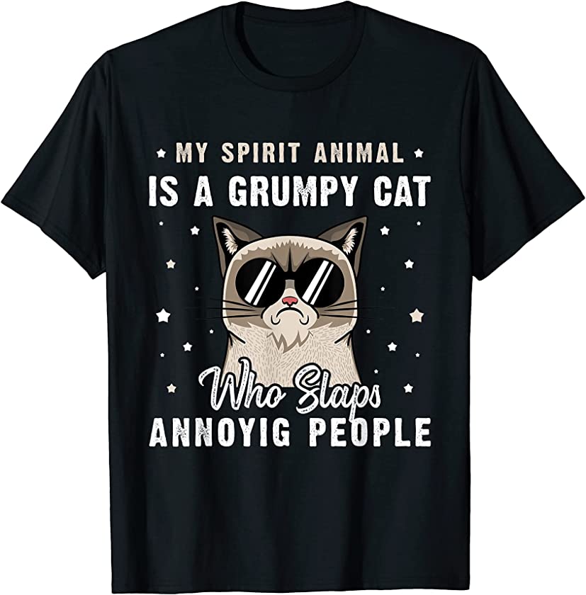 Vintage My Spirit Animal Is A Grumpy Funny Cat T-Shirt