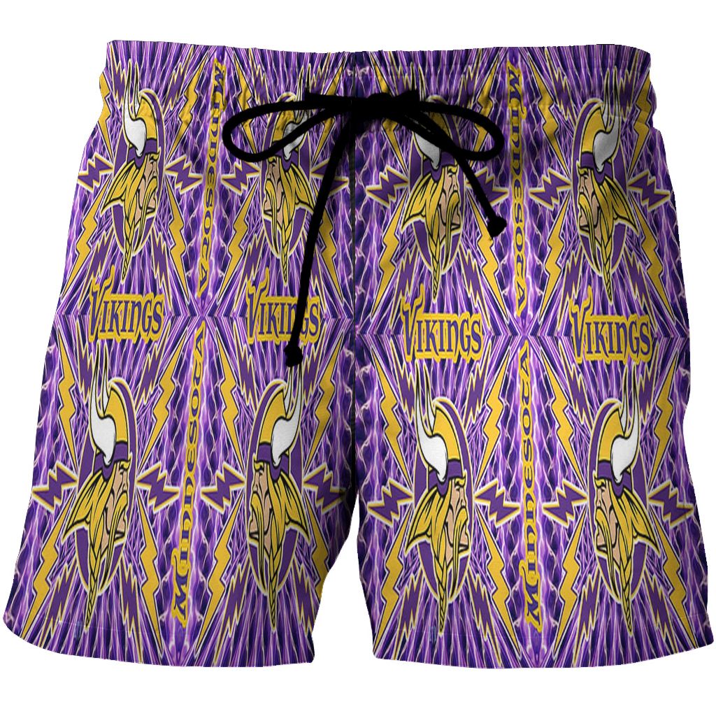 Minnesota Vikings Emblem V7 3D All Over Print Summer Beach Hawaiian Short