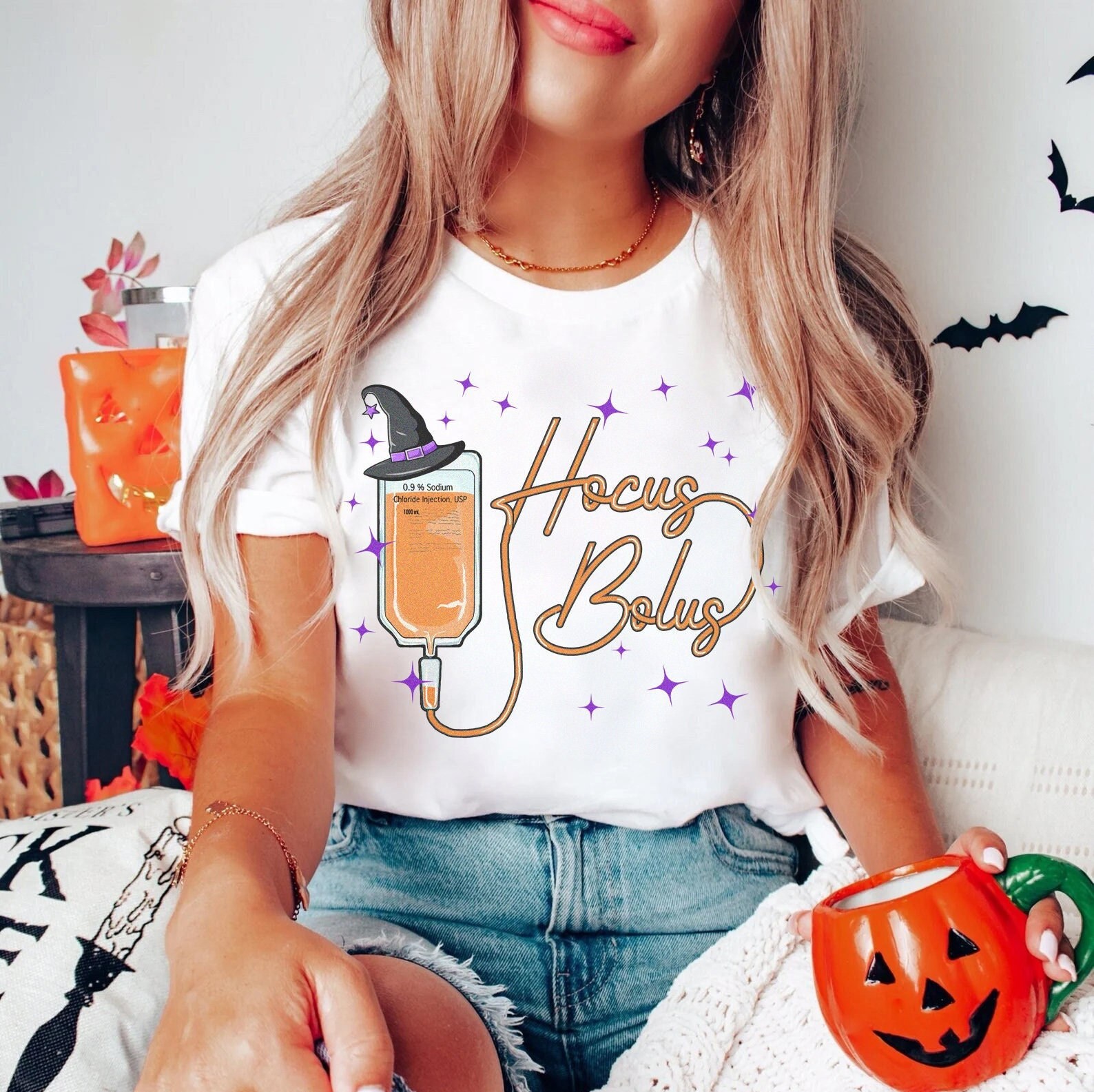 Funny Halloween Nurse Shirt | Witch Nursing Tshirt Spooky Season T-Shirt Cute Er Ed ICU Med surg Rn Tee Pharmacy Tech Fall Autumn