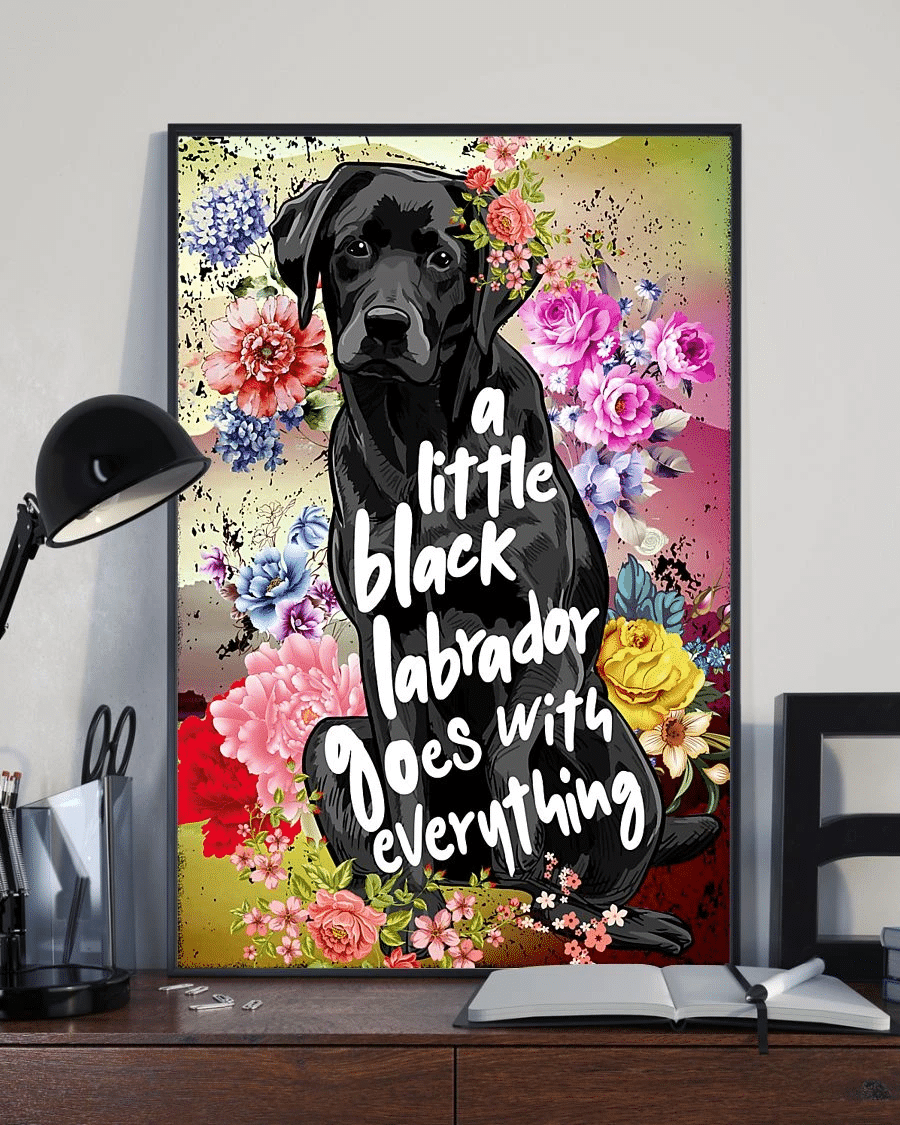 Black Labrador Poster Canvas – Dog Breeds Puppies Home Decor Wall Art – Gifts A Little Black Labrador Does With Everything Evg80868