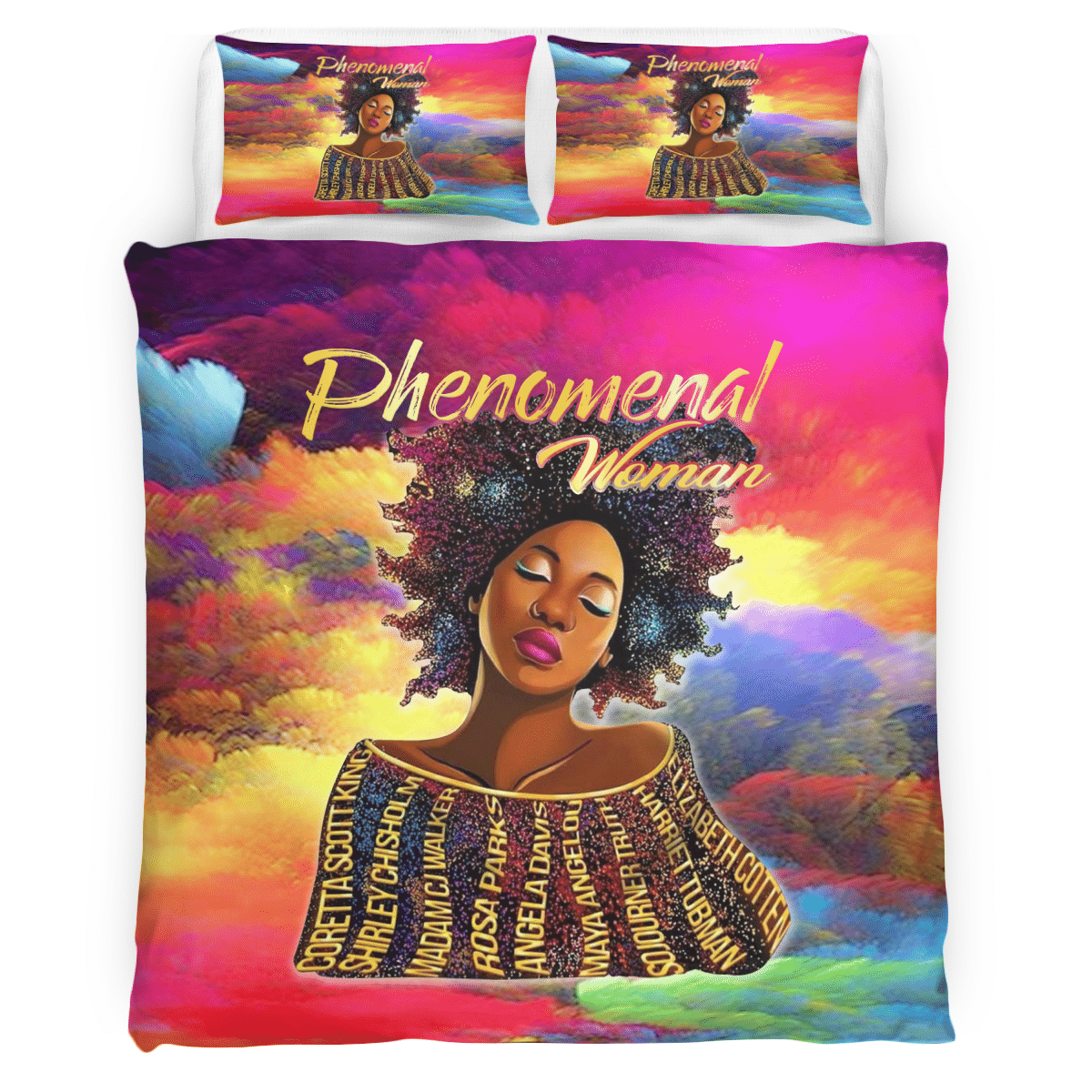 African American Bedding Set All Over Print Afro Black Woman History Phenomenal Bedding Set