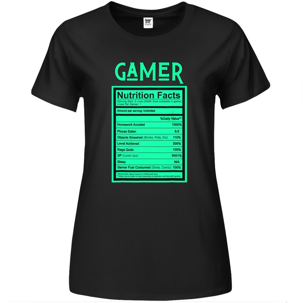 Nutritional Facts Shirt, Gamer Nutrition Facts Shirt, Funny Gamer Nutrition Fact Nutritional Facts Gamers Gaming Premium Womens T Shirts