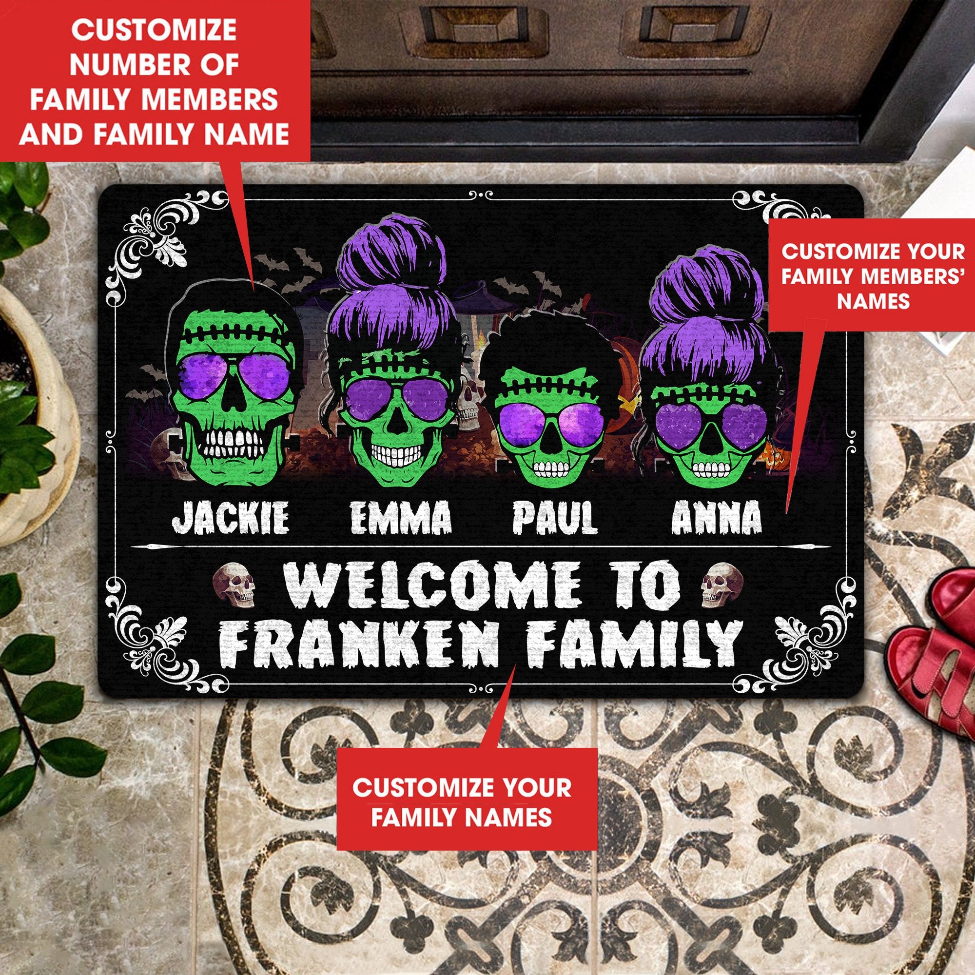 Welcome To Family Personalized Coir Pattern All Over Printing Doormat Pre2065