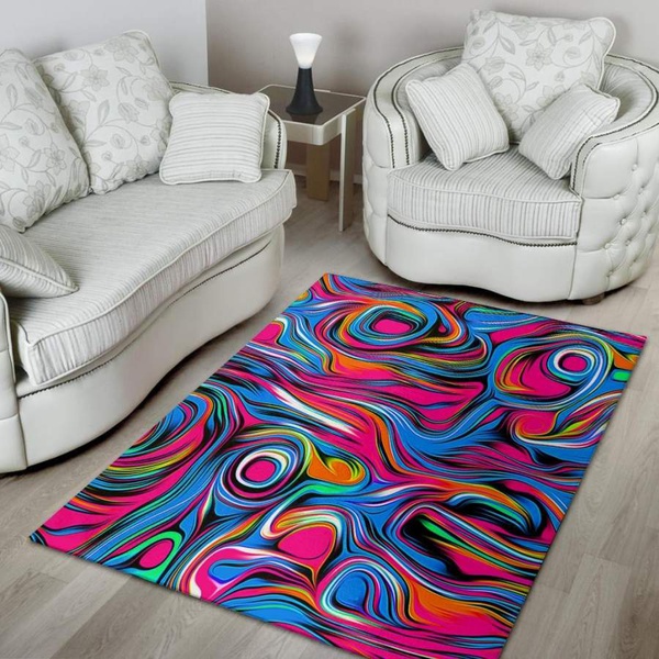 Abstract Trippy Paint Area Rug