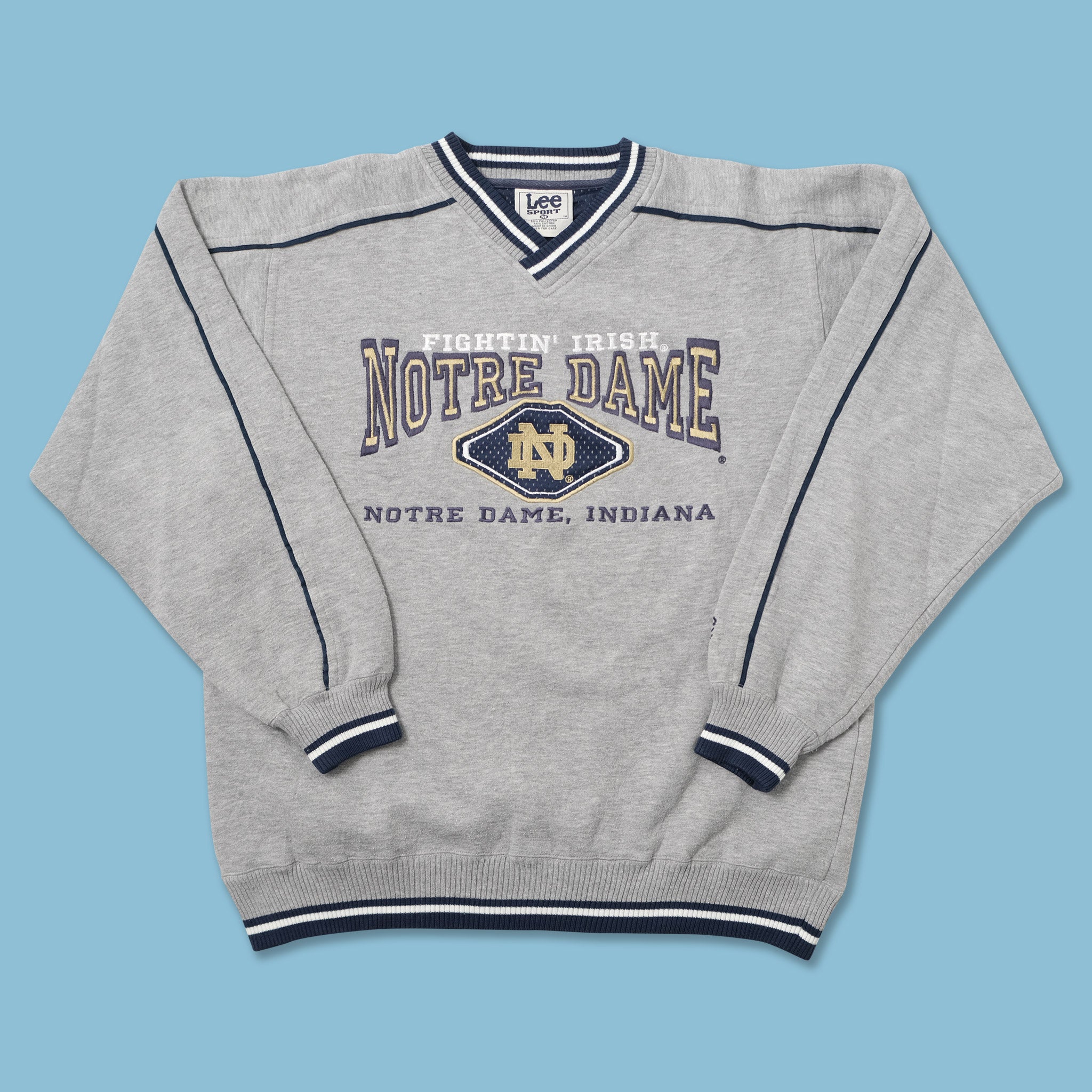 Vintage Notre Dame V-Neck Sweater Large