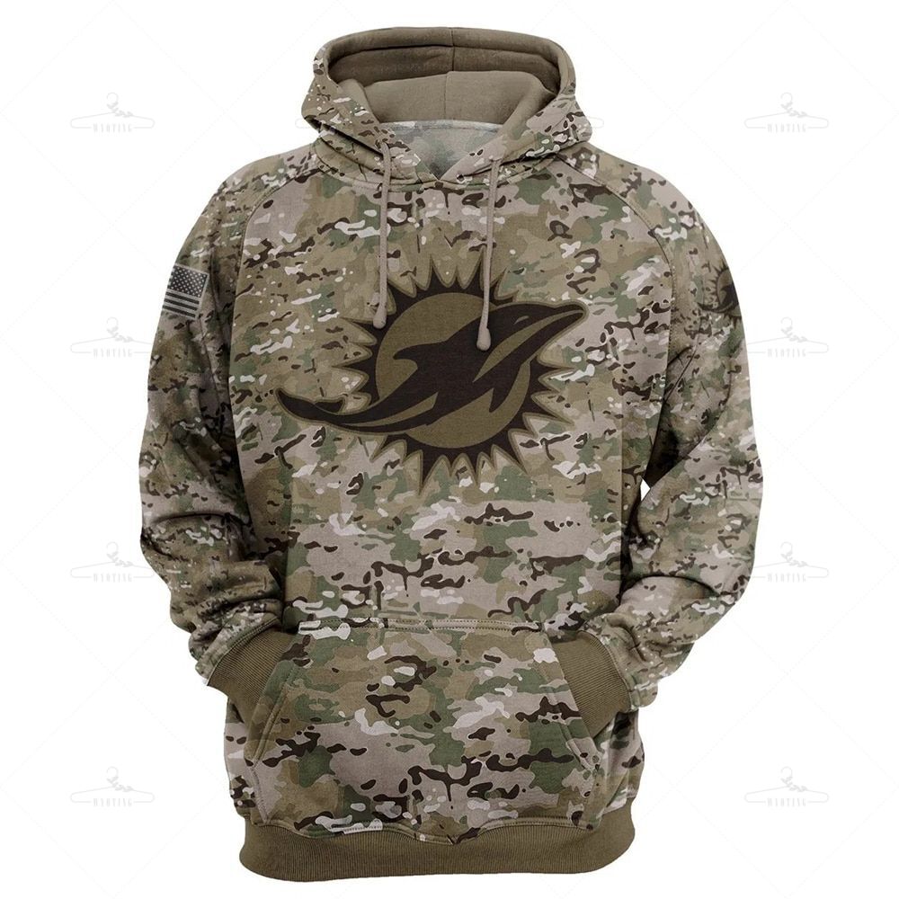 Miami Dolphins Hoodie Army Graphic Sweatshirt Pullover Gift S