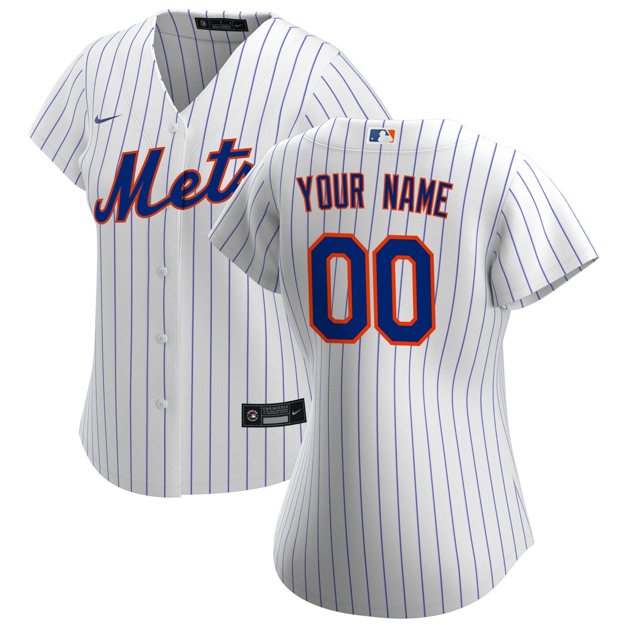 Women’s New York Mets White Home Custom Jersey