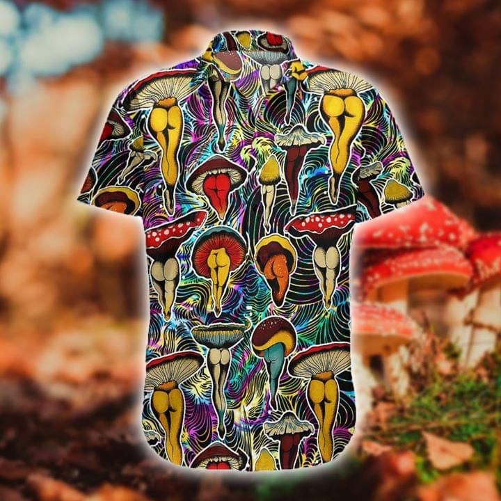 Humanoid Mushroom Hawaii Graphic Print Short Sleeve Hawaii Casual Shirt Ha11651