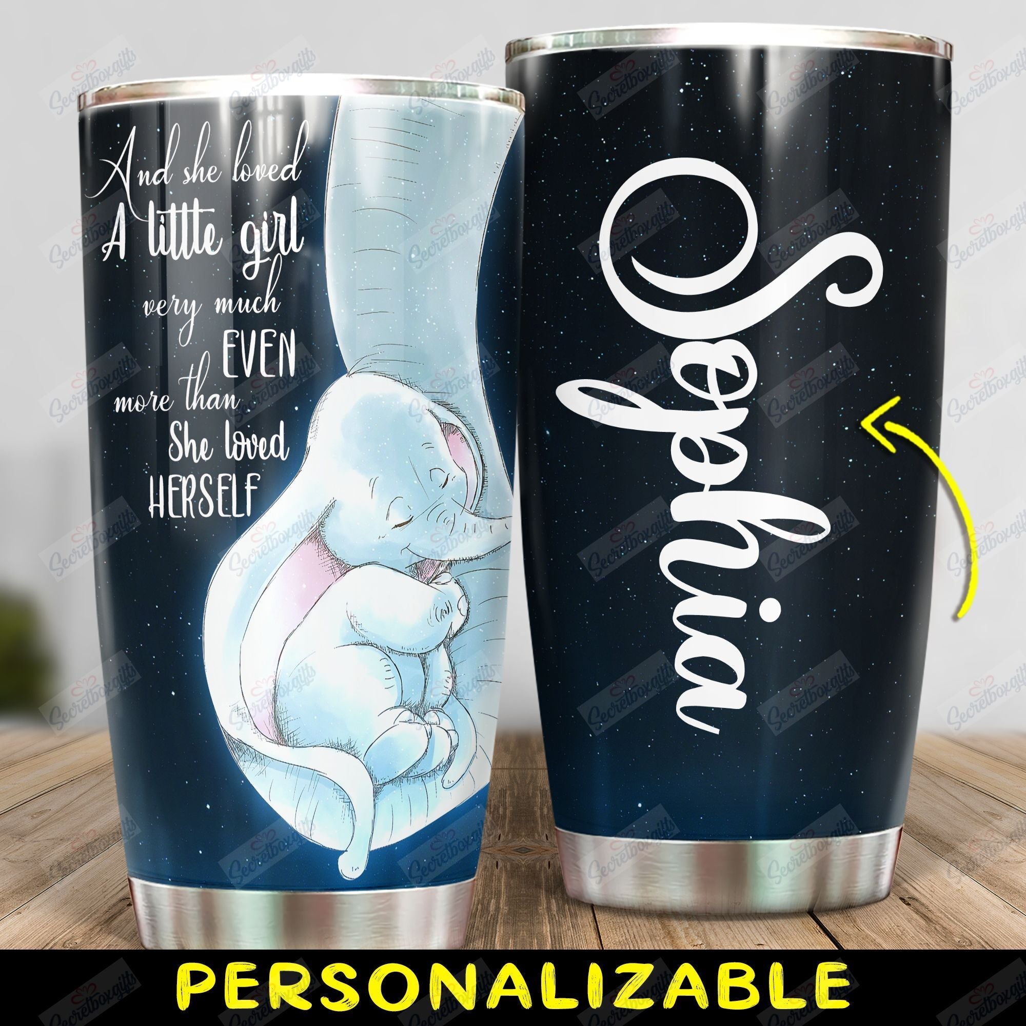 Personalized Elephant She Loved A Little Girl Very Much Ni2701003Xj Stainless Steel Tumbler Travel Customize Name, Text, Number, Image