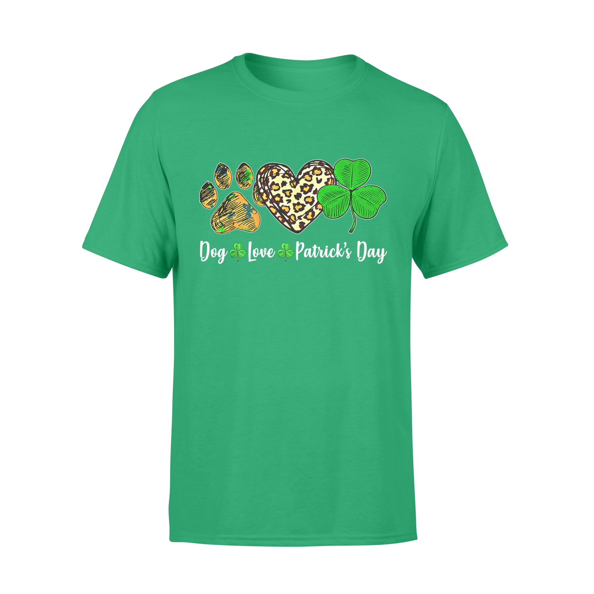 Dog gift idea Love Leopard Heart Shamrock Lover St Patricks Day T-Shirt – Standard T-shirt