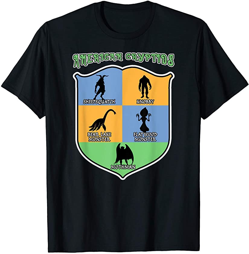 Flatwood Monster Mothman Folklore Map American Cryptids T-Shirt ...