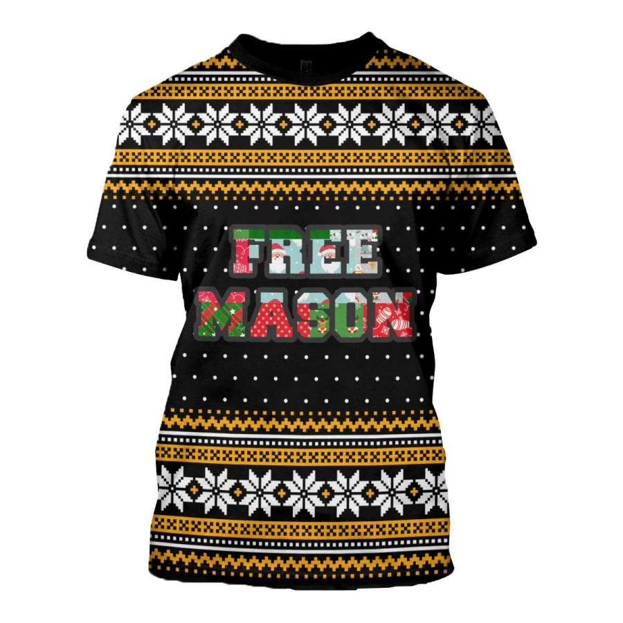 3D ALL OVER FREEMASON UGLY SWEATER 17102019