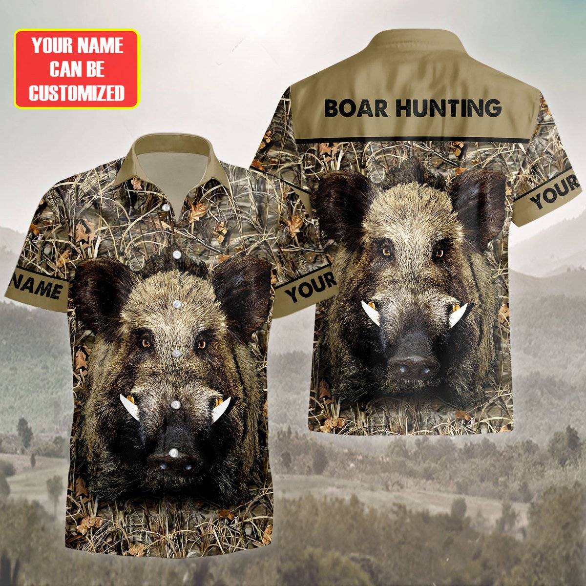 Personalized Boar Hunting Pattern Tropical Hawaii Shirt Beach Short Q110804