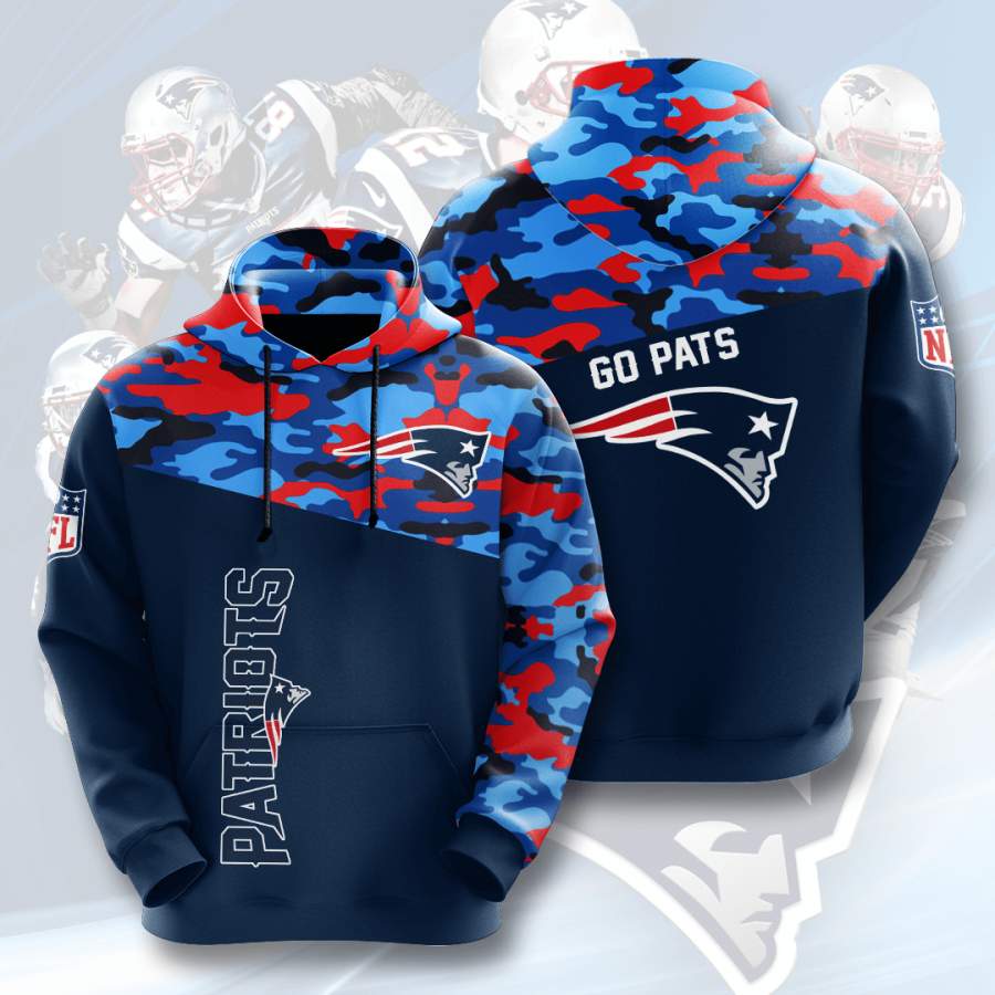 New England Patriots 3D Printed Hooded Pocket Pullover Hoodie