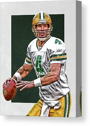 Brett Favre Green Bay Packers Art Joe Hamilton Canvas Print