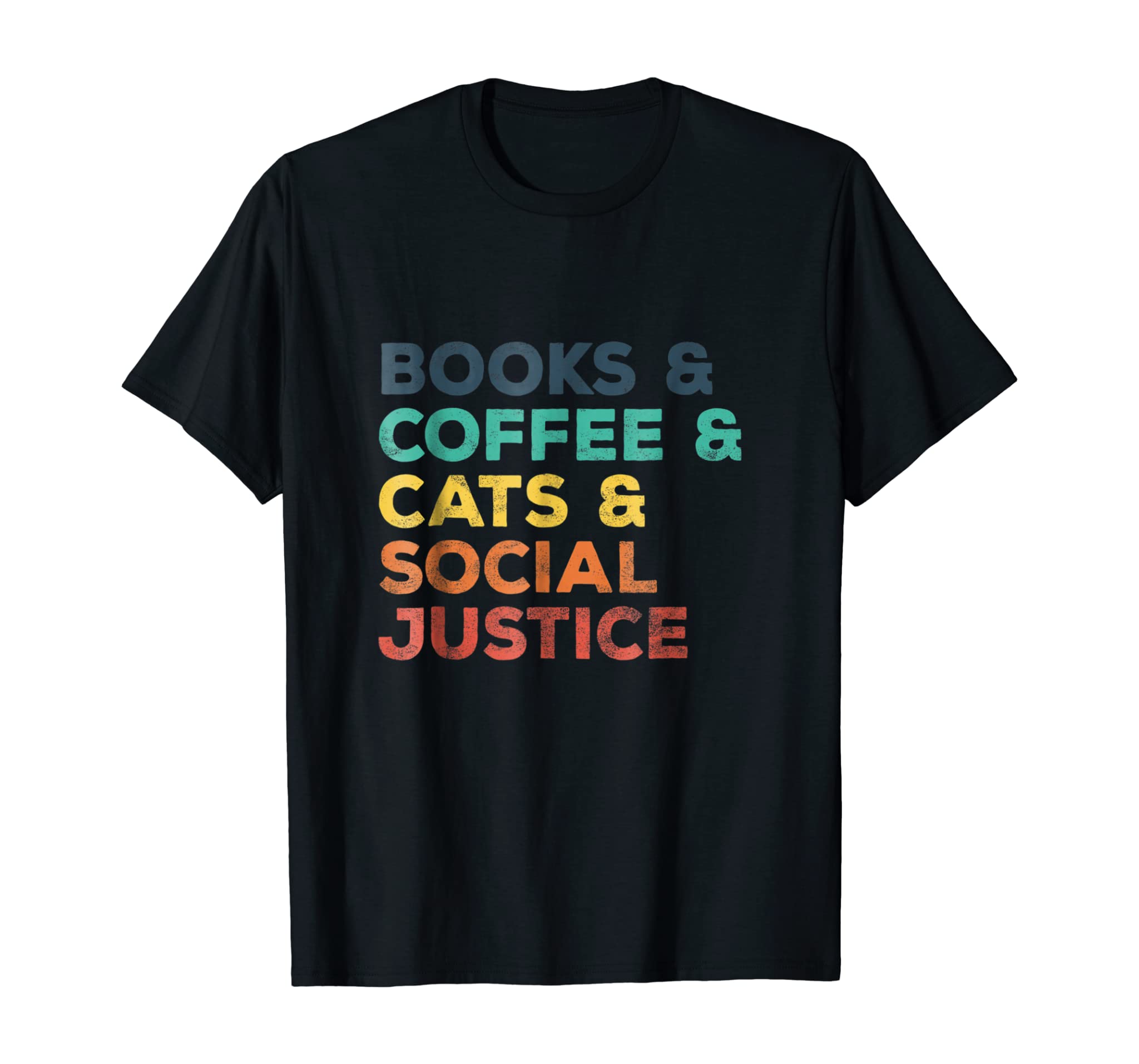 Vintage Books Coffee Cats Social Justice Protest T Shirt