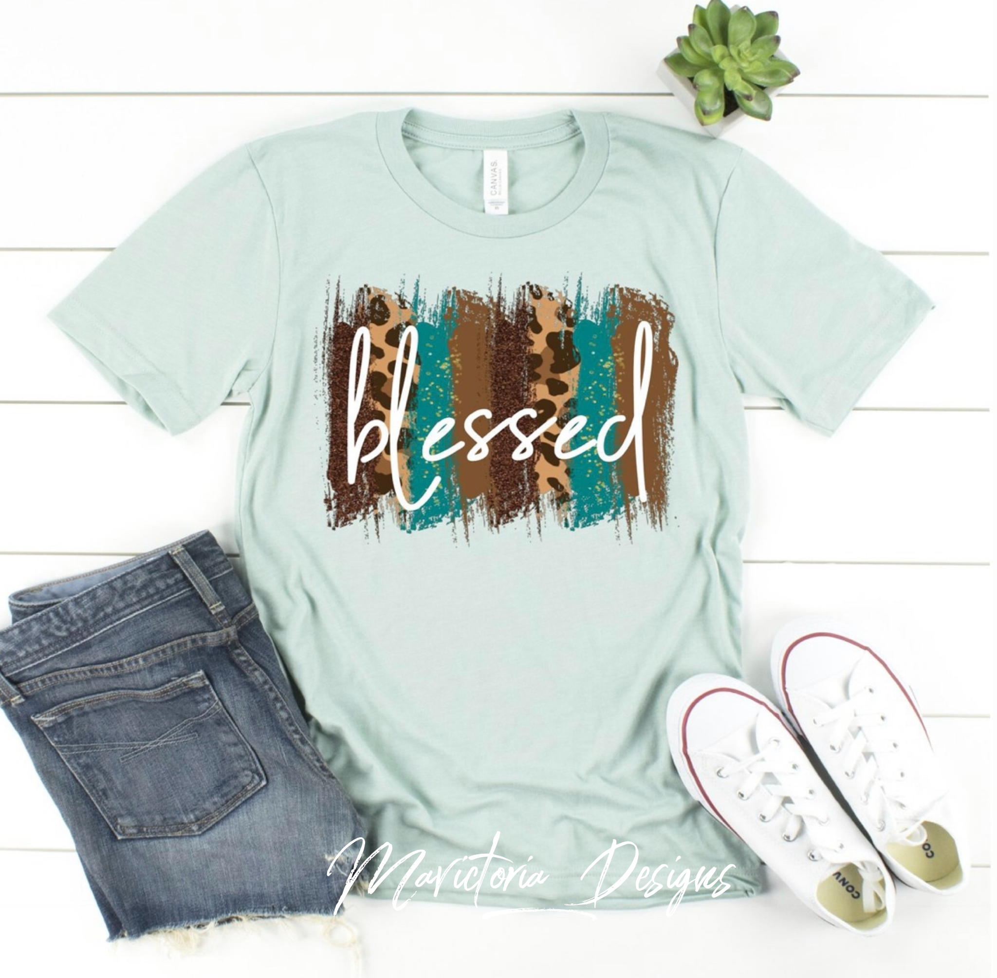 Blessed Graphic Tee Perfect For Fall // Leopard Turquoise