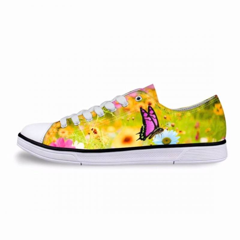 3D Butterfly Printed Vulcanized Low Top Shoes