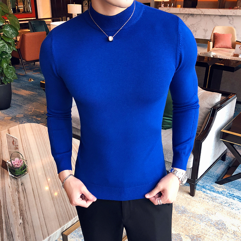 9Colors Fashion Autumn Winter Long Sleeve Knitted Sweater Men Clothing Simple Slim Fit Casual Turtleneck Streetwear Pull Homme alx