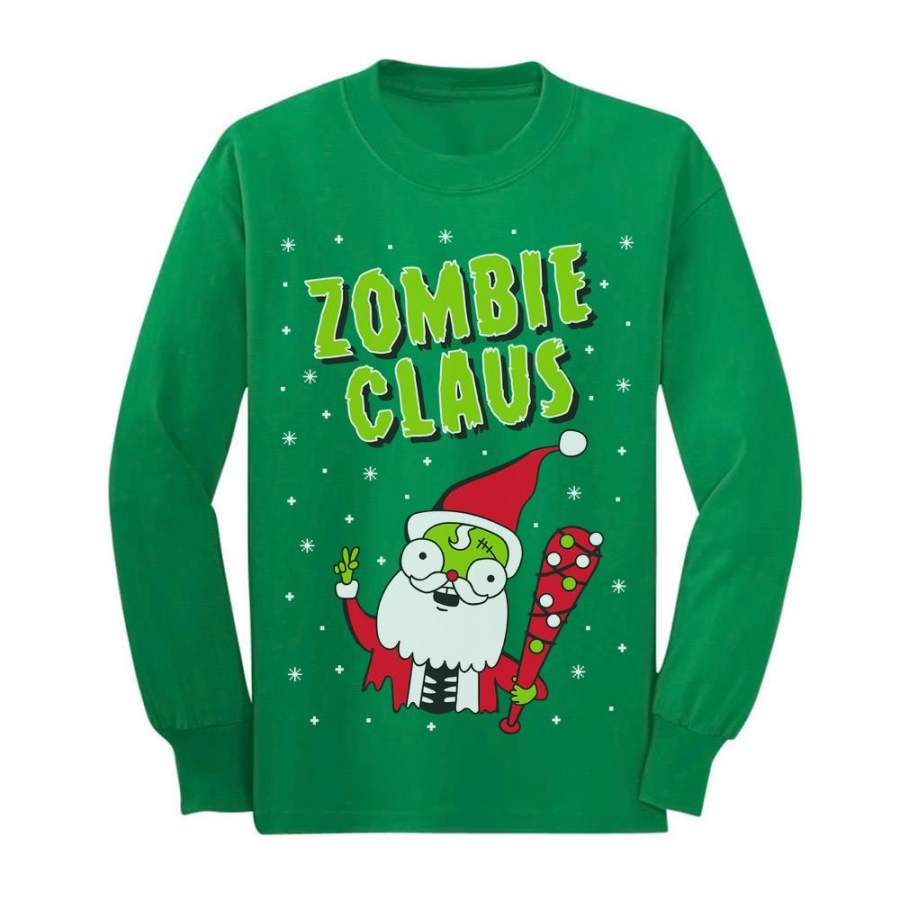 Zombie Santa Claus Ugly Christmas Youth Kids Long Sleeve T-Shirt