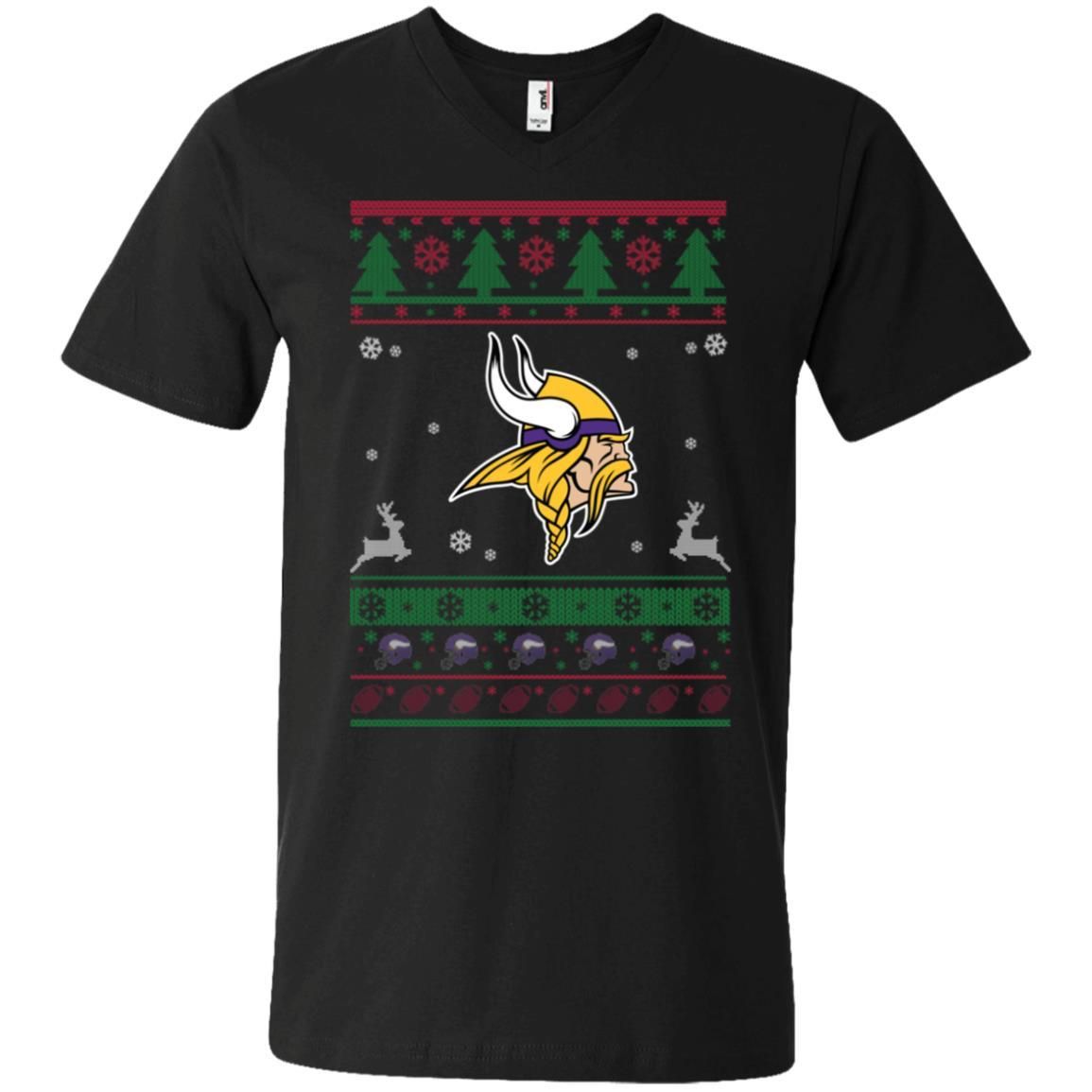 Minnesota Vikings Logo Football Teams Ugly Christmas Sweater Men V-Neck T-Shirt