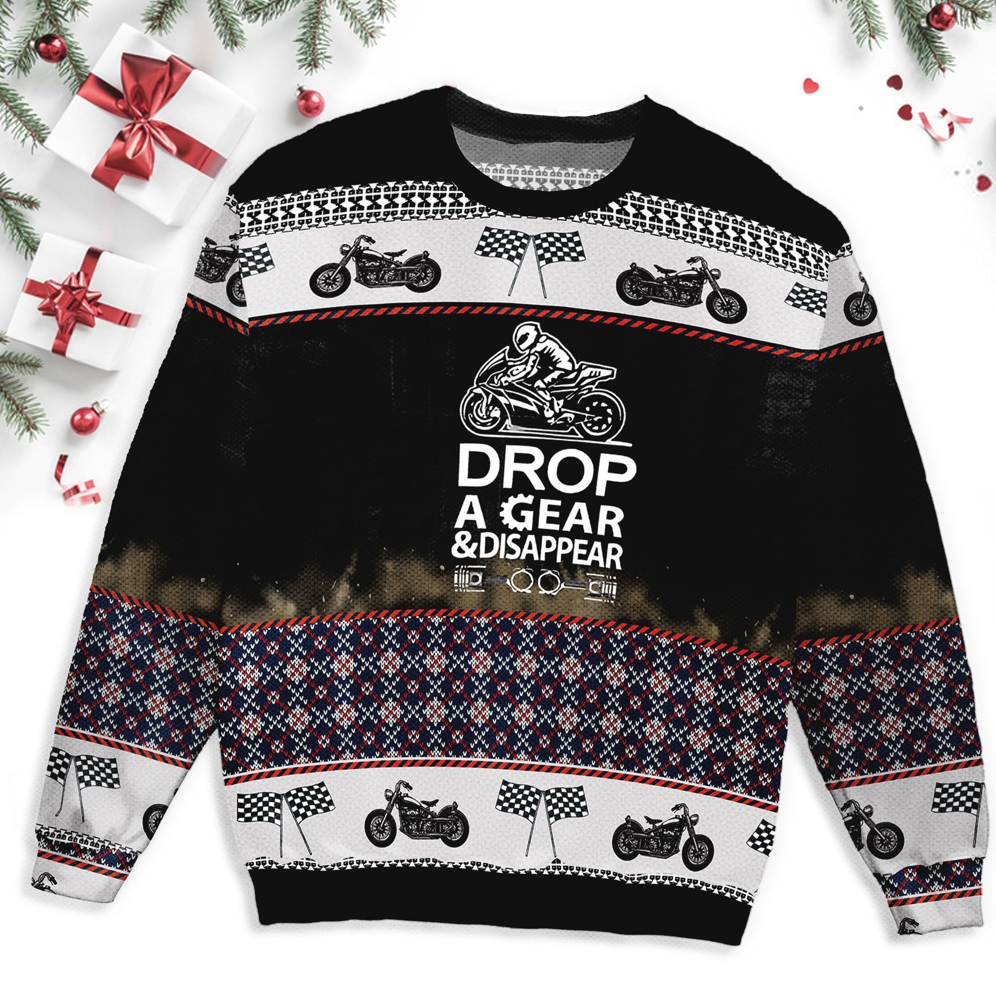 Biker Christmas Ugly Sweater