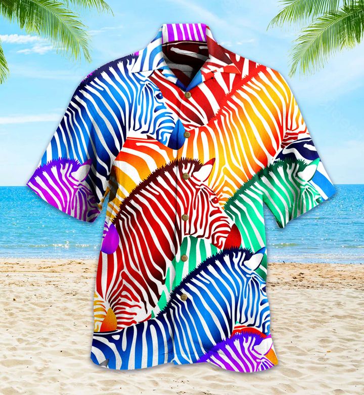 Rainbow Zebra Colorful Hawaii Shirt Ha69719