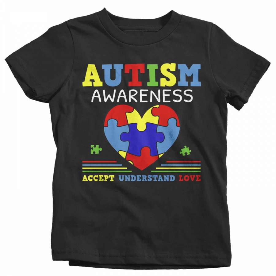 Kids Autism Awareness Shirt Accept Understand Love Shirt Autism Heart Shirt Puzzle Awareness Shirts Cute TShirt