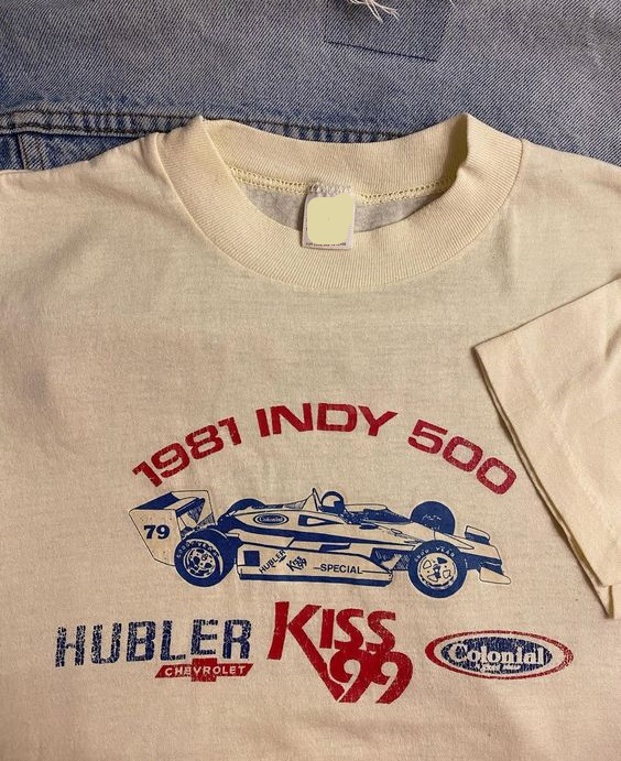 COBBLE STONE Cowboy 1981 Indy 500 Hubler Chevrolet Kiss 99 Shirt Outfit