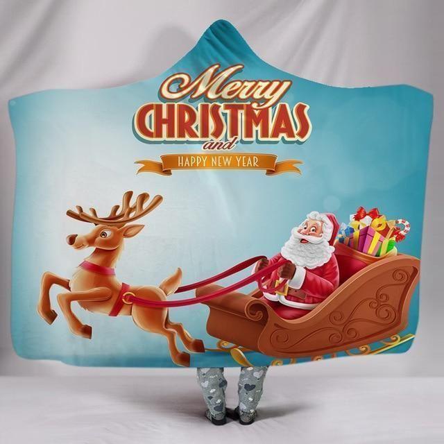 X-Mas Santa X Sleigh Hooded Blanket Christmas Decoration Ideas