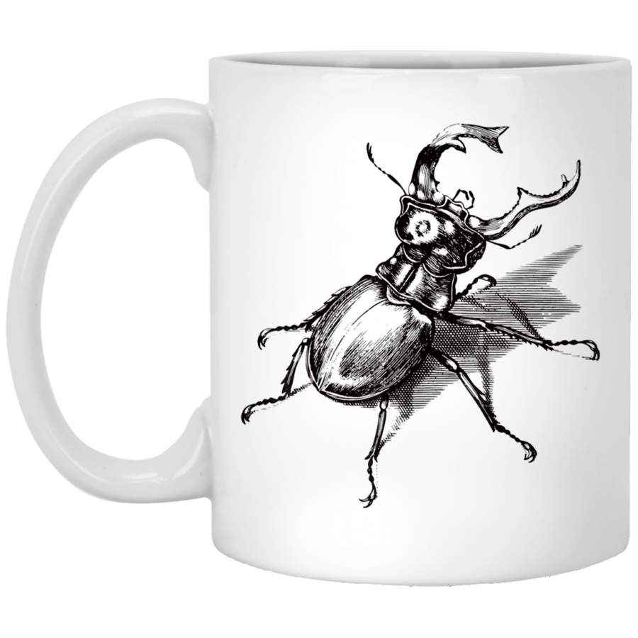 Vintage retro stag beetle scientific illustration entomology Coffee Mug