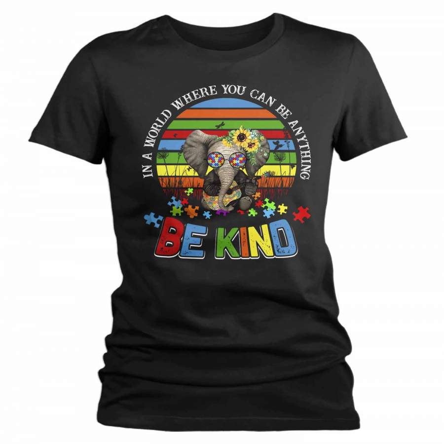 Women’s Autism Awareness T Shirt Be Kind Shirt Autism Elephant Shirt Boho Autism Shirt Autism Awareness Shirt