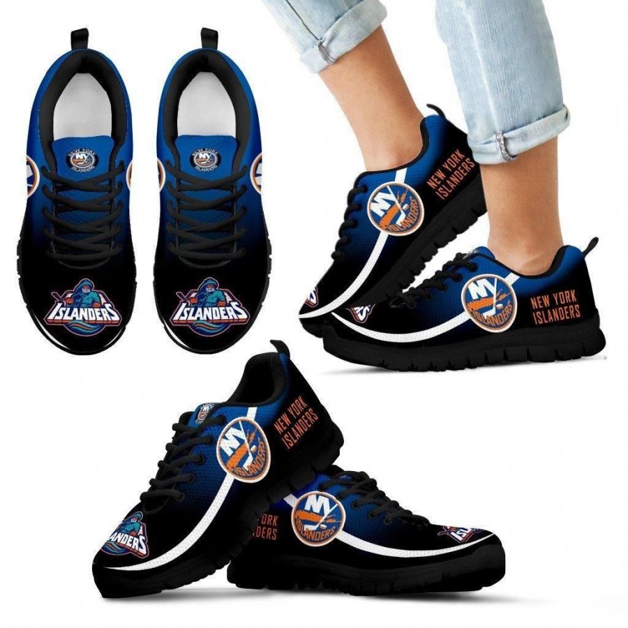 Mystery Straight Line Up New York Islanders Sneakers #844